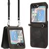 Hauw Cover per Galaxy Z Flip7 5G,Custodia in Pelle Antiurto Slim Fit con Tracolla Compatibile con Samsung Galaxy Z Flip7 5G,Nero