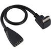 Zerone - Cavo di prolunga HDMI a 90/270 gradi e femmina ad alta velocità, supporta video 3D, Full HD e 1080p, colore: nero, 0,
