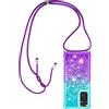 Paekear Custodia per Cellulare con Corda per Xiaomi Redmi Note 11 4G / Note 11S Case, Liquido Sabbie Mobili Bumper TPU Cover con Collana Practical Stylish/Necklace Cordoncino Cordino Tracolla, Blu & Viola