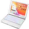 JZCZMCE Custodia con Tastiera per iPad PRO da 12,9 Pollici (3a, 4a, 5a, 6a Generazione), Girevole a 360°, Tastiera Retroilluminata a 7 Colori con Trackpad & Portapenne,Argento