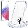 Xylota Cover con Cordino per Samsung Galaxy A53 5G,Trasparente Custodia con Laccio Tracolla Regolabile Corda Collana Catena,Ultra Sottile Silicone TPU + PC Antiurto AntiGraffio Protettiva Case,Bianco
