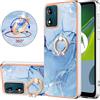 BLOTECH Women Girls Marble Case Custodie Compatible with Motorola MOTO E13 Backcover Azzurro Marble Case Electroplating Hard Cover Glossy Surface Silicone Case with Rotation Magnetic Finger Ring Holder Case