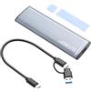 ELFJMZP M.2 NGFF/NVMe Protocollo SSD Scatola esterna Adattatore Supporto USB 3.1 GEN2 10Gbps M-Key/B+M Key SSD UASP Trim per SSD 2242/2260/2280 6TB Capacità con Type-C + USB3.1(A-C) Cavo 33cm/13in