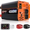 JARXIOKE Inverter 12v 220v Onda Pura 4000W Invertitore di Potenza Convertitore di Tensione con LCD Telecomandoler & prese AC Doppie & USB-A &Porta di Tipo-C per Car Camper,potenza di picco 8000W