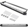 HB-DIGITAL Patchpanel modulare a 24 porte per moduli Keystone, schermato Nero Montaggio server Pannello di distribuzione a rack da 19 pollici 1U CAT5 CAT6 CAT7 LAN TIA568A TIA568B Cavo di terra