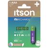 ITSON, batterie ricaricabili AAA, pacco da 4, capacità 800 mAh, imballagio con il 95% di materiali riciclati, Made in Japan, pile ministilo pre-caricate per orologi e telecomandi