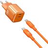 Generico Caricatore USB C 45W GaN con 2 Porte USB-C PD, Ricarica Rapida, Cavo Ignifugo Incluso, Mini Caricabatterie per iPhone Samsung Tablet