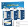 avmzvo Batterie 9V Ricaricabili Litio, (pacco da 4) 1350 mAh con ricarica rapida USB-C Cavo di ricarica 4 in 1, per rilevatori di fumo, microfoni