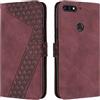 OKZone Cover per Huawei Y7 2018/Honor 7C/Y7 Prime 2018, Custodia a Libro in Pelle Protettiva Folio Portafoglio con Chiusura Magnetica e Slot per Carte Wallet Case Flip Antiurto Cover (Rosso)