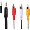 Pardarsey Padarsey Cavo video da 3,5 mm a RCA AV videocamera da 3,5 mm maschio a 3 RCA maschio cavo AUX audio stereo per smartphone, lettori MP3, tablet, altoparlanti, home theater