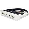 Asyduey Silver White 2-Port USB 2.0 Hub con Jack per Cuffie da 3.5 mm e Audio HD, Adatto per Lo Slot Floppy 3.5 Pollici del PC