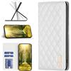 BLOTECH Magnetic Flip Custodia Pelle PU Cover for Samsung Galaxy A31 Flip Case Recessive Magnetism PU Leather Plaid Design Wallet Handset Shell Smooth Surface Bookstyle Bumper Phone Pockets,Bianco