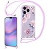 Xylota Cover Cordino per iPhone 17 Pro max 6,9, Aesthetic Disegni Floreale Custodia con Corda Collana Tracolla Laccio, Ultra Sottile Silicone Morbido TPU Bumper Antiurto Protettiva Case, Beige