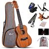 Winzz Ukulele da Concerto 23 Pollici per Adulti Principianti, Kit di Avviamento per Ukulele in Legno di Mogano con Supporto e Capotasto