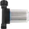 Lagomloot Prefiltro per tubo da giardino in acciaio inox con rete a 150, connettore a 6 rubinetti per irrigazione, filtro dell'acqua riutilizzabile, rimuove detriti e sedimenti, facile da pulire, bianco