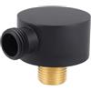 Oniissy Connettore per tubo doccia G1/2 a prova di perdite, gomito rotondo per alimentazione idrica a parete per testa portatile da bagno, dispositivo in acciaio inox rame (nero)