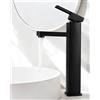 Zeltrivonex Rubinetto per lavabo alto nero - bagno - rubinetti in acciaio inox miscelatore monocomando con altezza del beccuccio 200 mm con tubo di collegamento da 80 cm, miscelatore monocomando per lavabo, WC