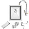BoomHoze Lavello Piccolo con Miscelatore, 35 x 45 cm, Lavandino Cucina in Acciaio Inox, Vasca Singola in Finitura Nichel Spazzolato, con Dispenser per Sapone e Sifone, per Piccole Cucine, Bar, Ristoranti
