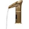Zoobotanica Rubinetto con sensore, rubinetto automatico con sensore a infrarossi, rubinetto a cascata, miscelatore per lavabo, rubinetto da cucina, altezza erogatore 100 mm (oro)