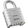 NovLock Lucchetto a combinazione - grande, robusto e resistente alle intemperie - arco da 8 mm - per esterni e interni: cancelli, recinzioni, capanni, armadi, armadietti - confezione da 1, argento