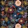 ICYEHAO Carta da Parati Fiori Colorata, 44 x 300 cm Carta da Parati Floreale Blu Arancione Gialla Nera Fiori Foglie Piante Multicolor Boho Pellicola Adesiva per Mobili,Camera da Letto,Soggiorno,Bagno,Cucina