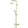 AM.PM X-Joy - Sistema doccia con termostato dorato, set completo con doccia a pioggia 22 cm, set doccia con rubinetto, doccetta 3 tipi di getto, set doccia