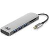 ACT Hub ACT AC7050 a 3 porte USB-C 3.2 Gen1 (USB 3.0) con lettore di schede e porta PD pass-through