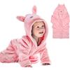 URAQTAccappatoio Neonato, Accappatoio per Bebè con Cintura, Asciugamano con Cappuccio Flanella, Extra Morbido e Assorbente, Regalo Unisex