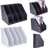 IBEQUEM 2 Pezzi Desk Portariviste con 4 Scomparti, Organizer da Scrivania per Organizzazione e Cconservazione Dell'ufficio, Organizer da Scrivania per Scuola (Nero, Bianco)