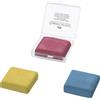 Faber-Castell 127321 - Gomma per cancellare Art Eraser, in scatola di plastica, 1 pezzo, assortito giallo, rosso, blu