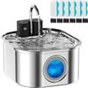 NautyPaws Fontanella per Gatti senza Fili: NautyPaws 3.2L Fontanella per Gatti Acciaio con Batteria 4200mAh, Fontana per Gatto con Sensore di Movimento, Automatico Dispenser Gatto con Filtri (6 filtri+6 spugne)