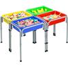 VEVOR Tavolo Sensoriale per Bambini Piccoli, Tavolo da Gioco Regolabile a 4 Stazioni, con Contenitori Rimovibili Piedini Antiscivolo Angoli Arrotondati, per Giochi di Esplorazione con Sabbia e Acqua