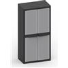 Armadio Portascope Modulare da Esterno 89,7x53,7x180 cm 2 Ante 4 Ripiani in Polipropilene Jumbo Cab Grigio e Nero