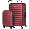 ITACA - Set valigie - Set Valigie Rigide Offerte. Valigia Grande Rigida, Valigia Media Rigida e Bagaglio a Mano. Set di Valigie con Lucchetto Combinazione TSA, Granata