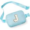 YOOLIFE Marsupio con lettere per bambini e bambine, regalo per ragazze 3 4 5 6 7 8 9 10 11 12 anni, personalizzato per adolescenti regali per donne fidanzate sorelle mamma, Blu, J