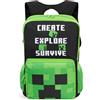 Get Trend Minecraft Zaino Scuola Ragazzo Zip, Borsa Zaino Scomparti Spallacci Imbottiti Regolabili Pannello Dorsale Scuola e Gite (Nero/Verde Minecraft)