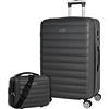 ITACA - Set valigie - Set Valigie Rigide Offerte. Valigia Grande Rigida, Valigia Media Rigida e Bagaglio a Mano. Set di Valigie con Lucchetto Combinazione TSA, Antracite