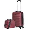 ITACA - Set valigie - Set Valigie Rigide Offerte. Valigia Grande Rigida, Valigia Media Rigida e Bagaglio a Mano. Set di Valigie con Lucchetto Combinazione TSA, Granata