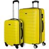 ITACA - Set valigie - Set Valigie Rigide Offerte. Valigia Grande Rigida, Valigia Media Rigida e Bagaglio a Mano. Set di Valigie con Lucchetto Combinazione TSA, Giallo