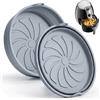 Euqvunn Teglia in Silicone Friggitrice ad Aria, 2 Pezzi Accessori Friggitrice ad Aria, Antiaderenti e Pieghevoli, Vassoio Rotondo per Cestelli Oltre 3 L, Inserti per Airfryer, Grigio