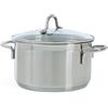 BK Vision - Pentola in acciaio INOX 18/10, Ø 24 cm/6 l, con coperchio in vetro, adatta a induzione, utilizzabile in forno fino a 220 °C, lavabile in lavastoviglie, lucido, argento