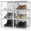 SOONHUA Set di 6 Scatole Portascarpe in Plastica Trasparenti impilabili, organizer per scarpe, impilabili orizzontalmente e contenitori longitudinali per ingresso