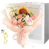 Wapasezyar Bouquet di fiori artificiali fatti a mano, rose tulipani girasoli per la festa della mamma, San Valentino, regalo di compleanno per donne mamma nonna, decorazione permanente per la casa (girasoli rosa
