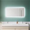 SUNXURY Specchio da bagno con illuminazione antiappannamento, 120 x 60 cm, LED specchio da bagno, colore della luce regolabile con orologio e display touch della temperatura, specchio da bagno, 3