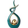 LGYKUMEG Sculture Moderne Design,Centrotavola Oro Decorazione Ceramica Verde, Astratta Arte Ceramica Statua,Ufficio Decorazione della casa- Adatta Anche Come Regalo,H 31cm,Verde,L