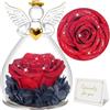 Sunia Rosa Eterna Angelo Donna, Rosa Stabilizzata con Figurine Angelo Regalo Mamma, Angelo Custode Regalo Donna Compleanno, Regali per Lei, Regalo Nonna Natale San Valentino Festa della Mamma