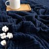 Generisch 100% Cotton Bed Muslin Throw Blanket Adult Soft Lightweight Breathable Gauze Summer Cooling Blanket for Sofas Couch Decor,All Season (Dark Blue, 70 x 140cm)