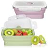Ouxayapl 2 Pezzi Lunchbox Pieghabile, 550ML Contenitori Pieghabili con Coperchio, Bento Box Portapranzo, Set Contenitori per Alimenti in Silicone, Adatti per Microonde e Congelatore (Verde, Rosa)