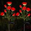 Aolyty 2 luci a LED a forma di rosa solare, 7 fiori impermeabili, luci da giardino per esterni, ornamenti artificiali decorativi, luce notturna per patio, cortile (rosso)