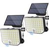 Ortiny Faro LED Esterno con Pannello Solare, 256 LED 3Modes Faretto Led da Esterno Solare con Sensore di Movimento Impermeabile IP65 Luce Solare LED Esterno da Terra, Giardino 5M Cavo 2 Pezzi